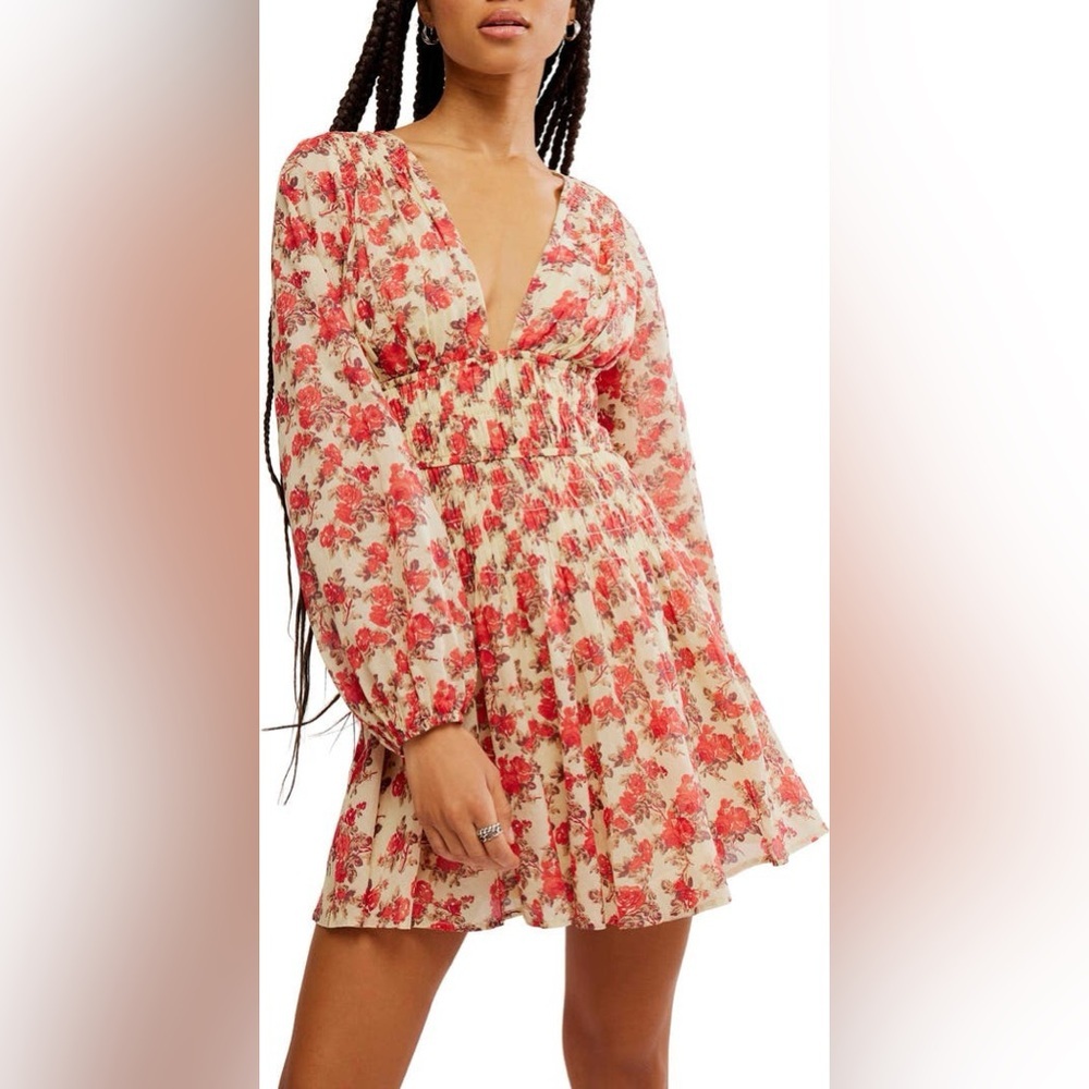 NWT Free People: Keep You Long Sleeve Cotton Minidress size Large